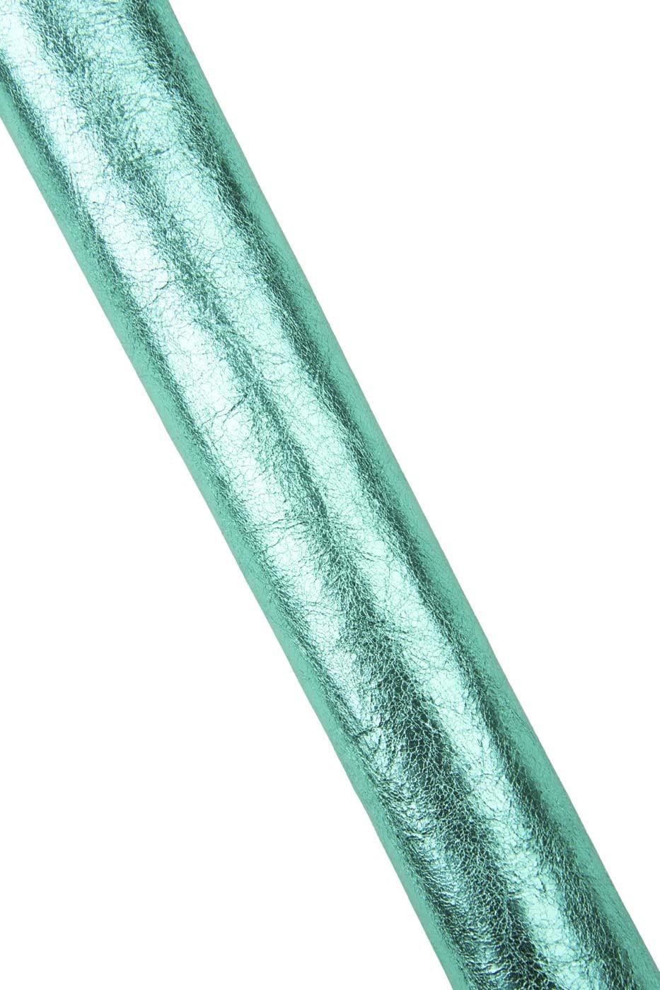 Turquoise METALLIC leather skin, AQUAMARINE soft wrinkled cowhide, bright sparkle top quality material for hobbyists B18534-MT La Garzarara