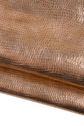 COPPER CROCODILE embossed cowhide, croc printed leather hide, reptile metallic calfskin, 0.7 - 0.9 mm B19351-MT(st) La Garzarara
