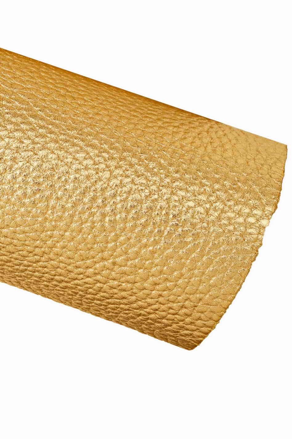 Gold leather hide, PEBBLE GRAIN printed cowhide, metallic soft golden calfskin, 1.6 - 1.7 mm B16060-MTLa Garzarara