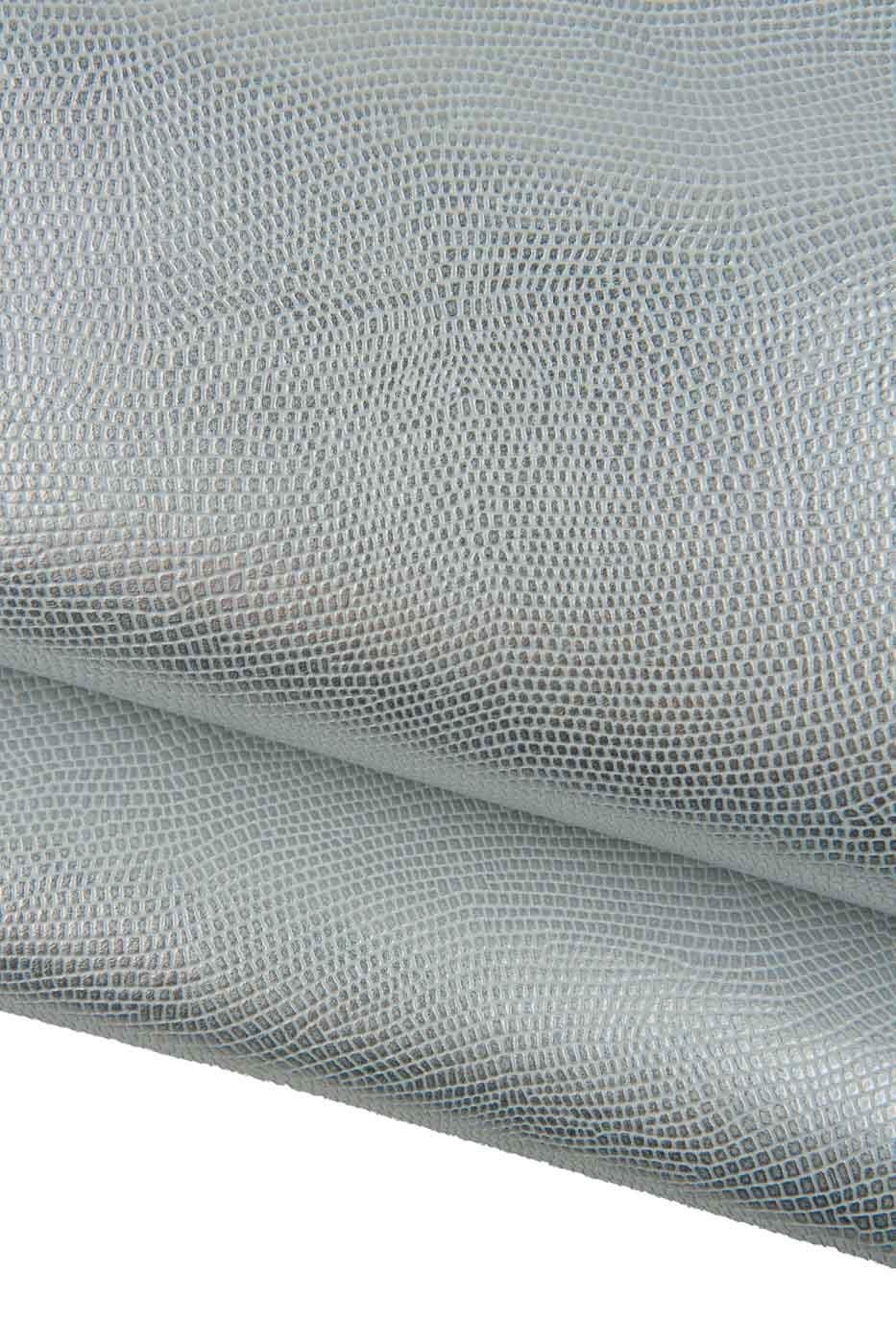 SILVER LIZARD printed leather hide, metallic embossed calfskin, bright soft hide for hobbyists B19331-MT(st) La Garzarara