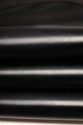 Black GLOSSY leather hide, SMOOTH brush-off calfskin, soft italian cowhide for diy objects B17924-TB La Garzarara