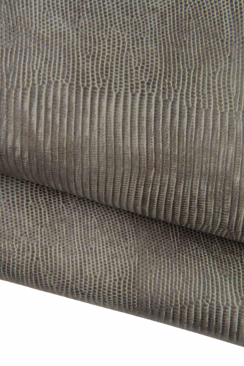 LIZARD textured cowhide, grey REPTILE embossed leather hide, soft semi-glossy printed calfskin for crafters B19310-ST La Garzarara