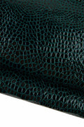 Black - green CROCODILE printed leather skin, glossy soft PATENT textured goatskin, 0.7 - 0.8 mm, for crafters B19345-ST La Garzarara