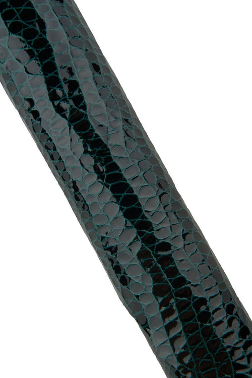 Black - green CROCODILE printed leather skin, glossy soft PATENT textured goatskin, 0.7 - 0.8 mm, for crafters B19345-ST La Garzarara