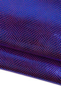 Blue metallic PYTHON textured leather skin, SPARKLE soft snakeskin, glossy reptile printed material B19484-MT(st) La Garzarara