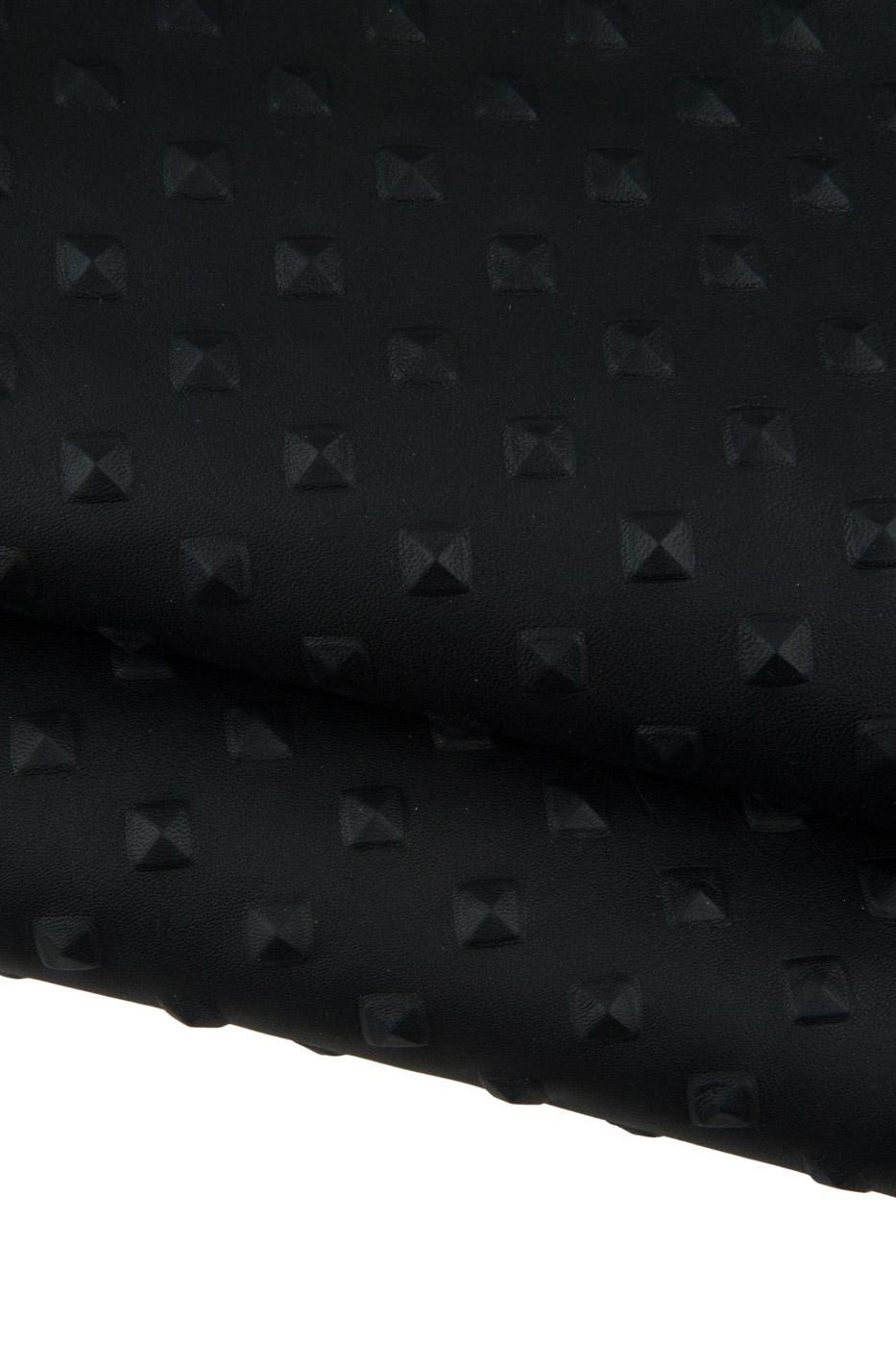 Black EMBOSSED leather skin, soft matt goatskin, RELIEF printed hide, 0.7 - 0.9 mm B19373-ST La Garzarara