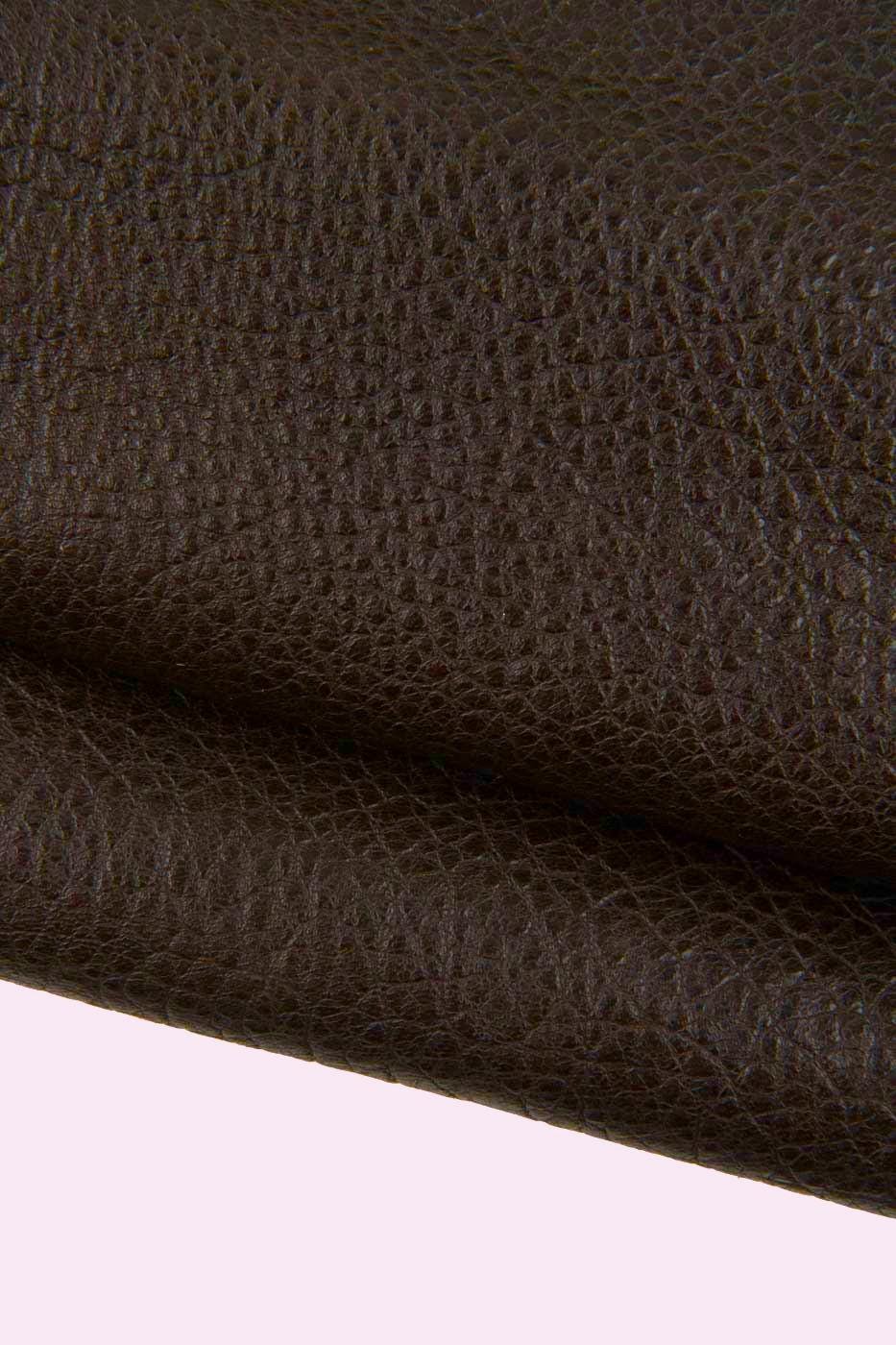 Dark brown GRAINY printed leather skin, SOFT semi glossy lambskin, tumbled sheepskin 1.2 - 1.5 mm B19450-TU La Garzarara