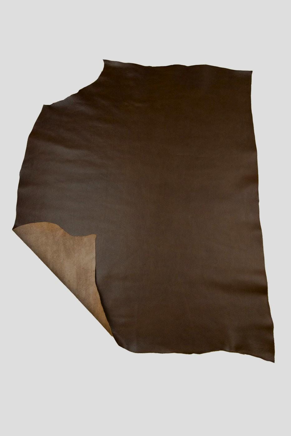 Genuine brown PEBBLE GRAIN printed cowhide, soft semi glossy leather hide, tumbled thick calfskin 1.8 - 2.0 mm B19454-VT La Garzarara
