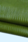 Green LIZARD leather hide, glossy reptile embossed cowhide, SOFT printed calfskin, 0.7 - 0.8 mm B19346-ST La Garzarara
