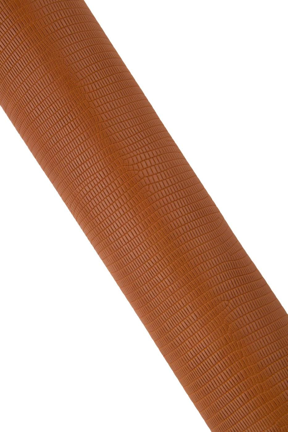 Tan LIZARD printed leather hide, light brown EMBOSSED calfskin, semi glossy soft reptile textured cowhide B19325-ST La Garzarara