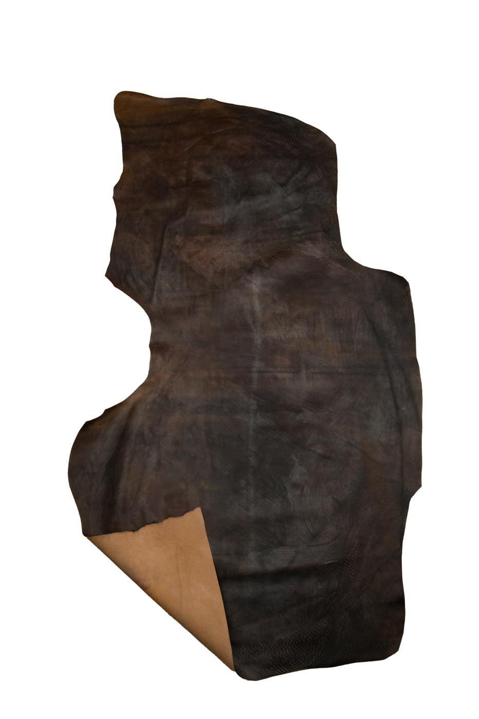 Brown SPORTY leather hide, soft NATURAL cowhide with veins, soft matt calfskin 1.2 - 1.4 mm for crafters B19317-VT La Garzarara