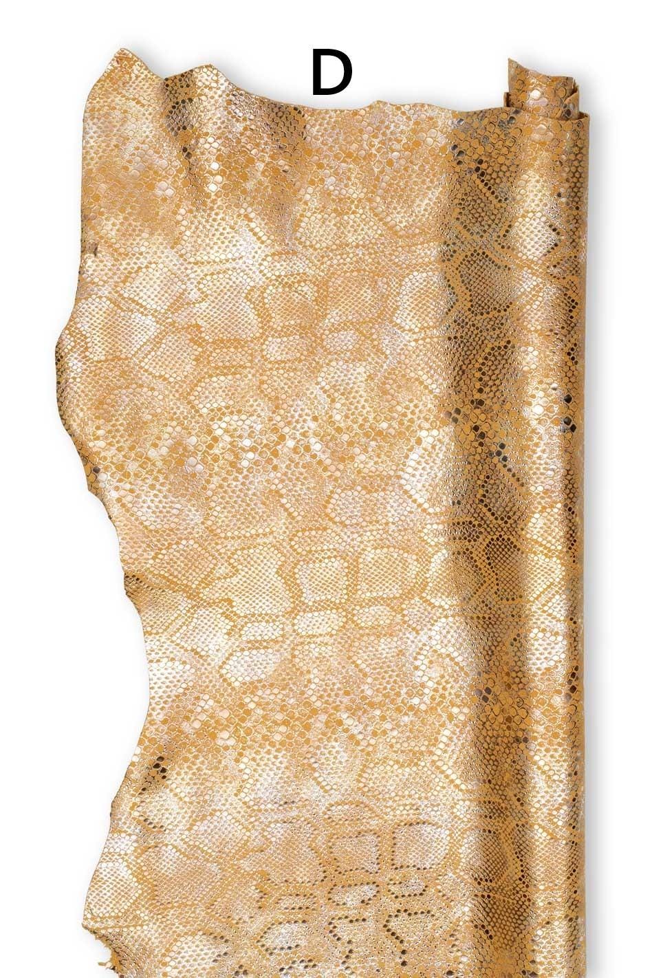 METALLIC PYTHON textured suede goatskins, colorful reptile printed leather skins, bright materials for hobbyists B19056-MT(st) La Garzarara