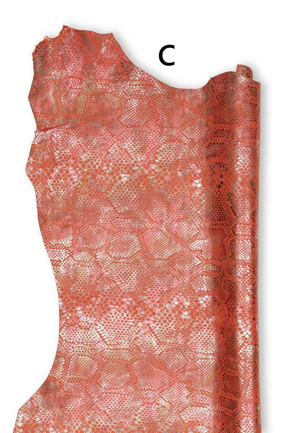 METALLIC PYTHON textured suede goatskins, colorful reptile printed leather skins, bright materials for hobbyists B19056-MT(st) La Garzarara