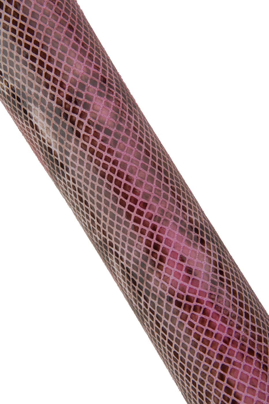 Burgundy red PYTHON textured leather hide, REPTILE printed cowhide, glossy soft snakeskin for hobbyists B19445-ST La Garzarara