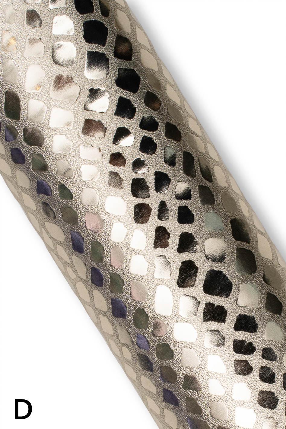 METALLIC CROCODILE leather skin, glossy reptile textured goatskin, soft sparkle material for diy creations B19144-MT(st) La Garzarara