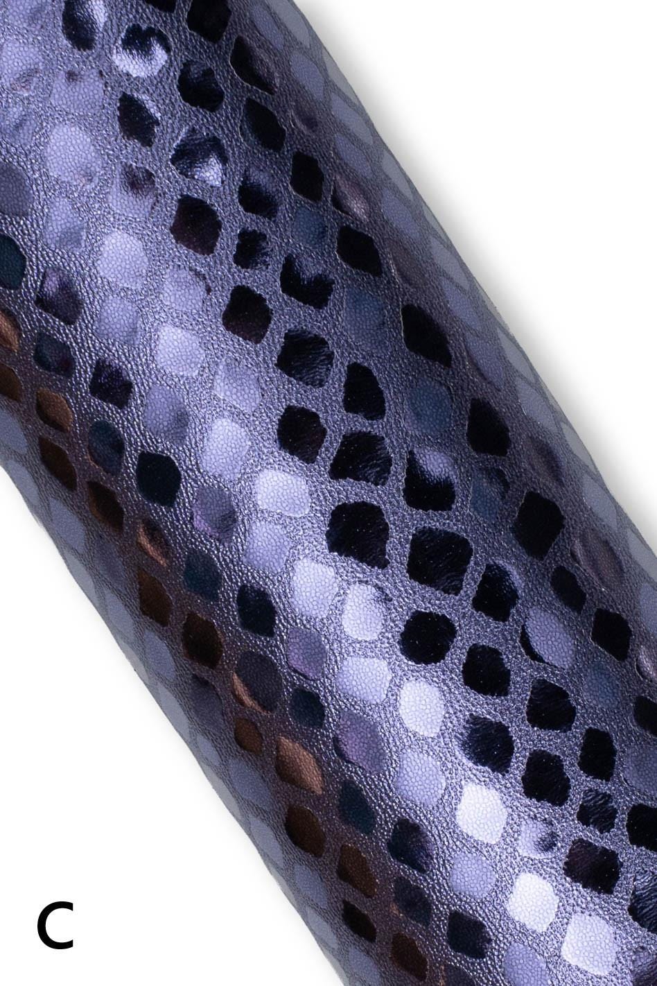 METALLIC CROCODILE leather skin, glossy reptile textured goatskin, soft sparkle material for diy creations B19144-MT(st) La Garzarara