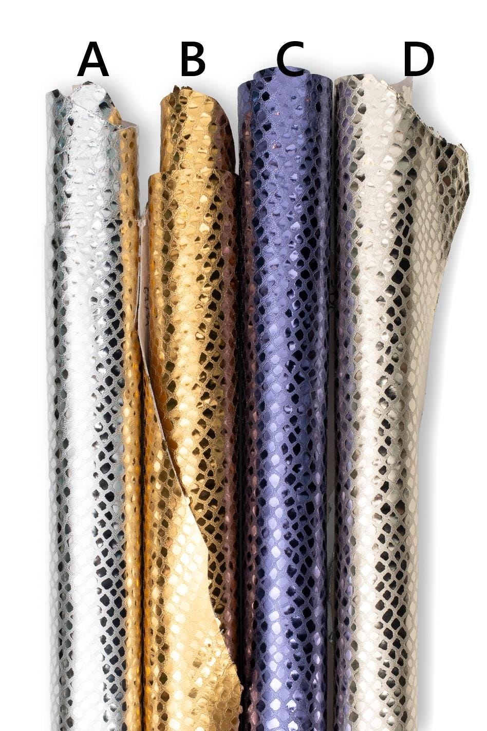 METALLIC CROCODILE leather skin, glossy reptile textured goatskin, soft sparkle material for diy creations B19144-MT(st) La Garzarara