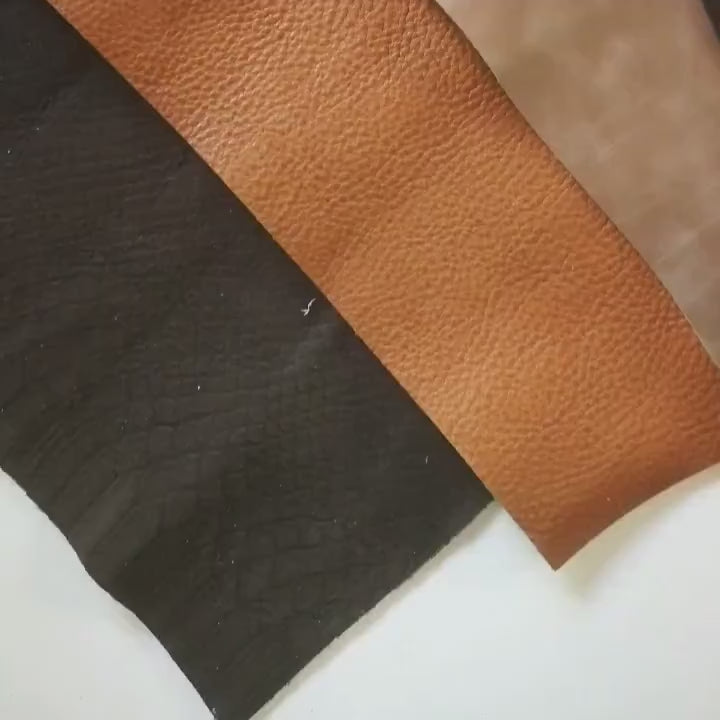 Brown Bronze Mix leather scraps,  fancy textured renmants leather, foils and softness various pieces  10 or 15 italian leather pieces  B089