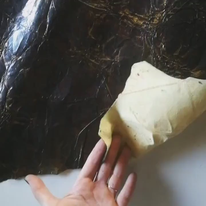Hand crafted WRINKLED leather skins - distressed brown green yellow  lambskin -vintage hides   B13543-VT La Garzarara