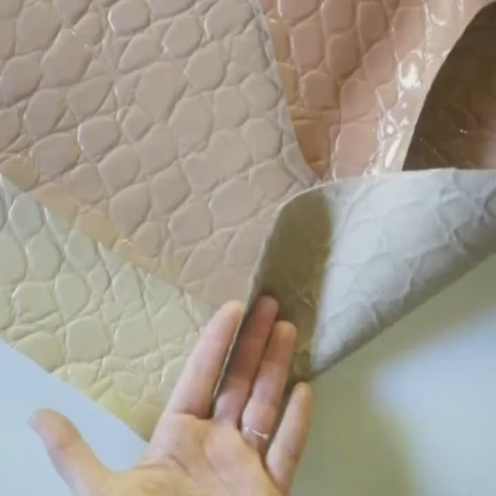 Beige nude PATENT leather hide, glossy crocodile embossed croco leather for handbags shoes accessories  B12224-ST