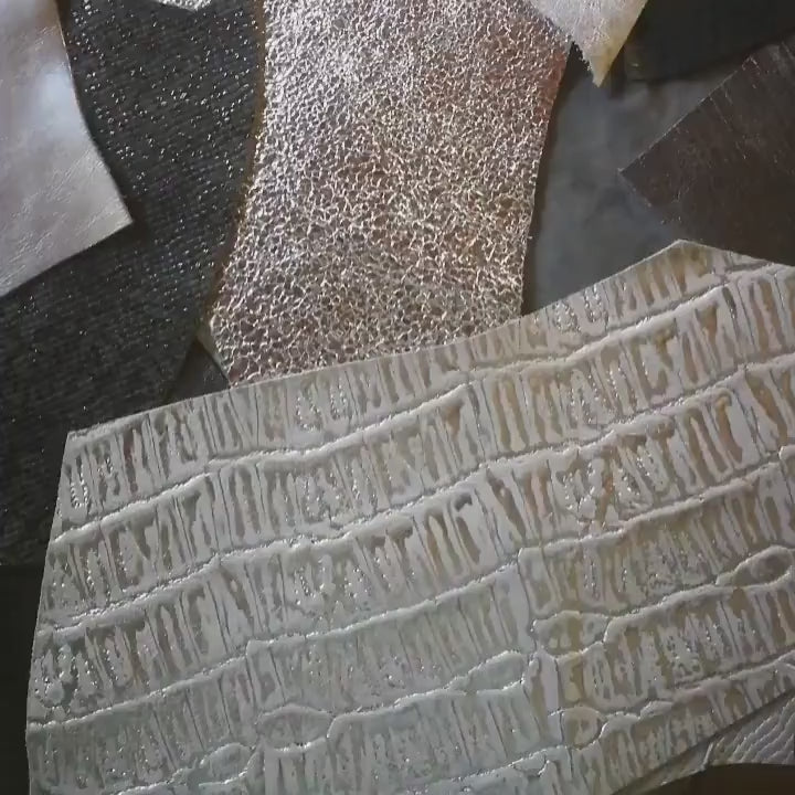 Grey Leather Remnants, Silver and Charcoal Offcuts, Assorted Textures and Finishes for Earrings and Accessories B082 La Garzarara