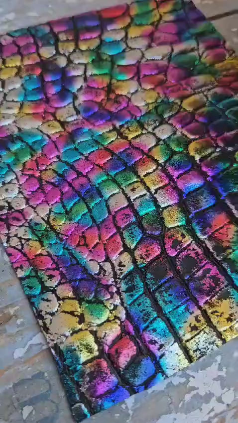 10 Selected leather scraps, printed and foils various, mix selection leather remnants as per pictures RT221    La Garzarara
