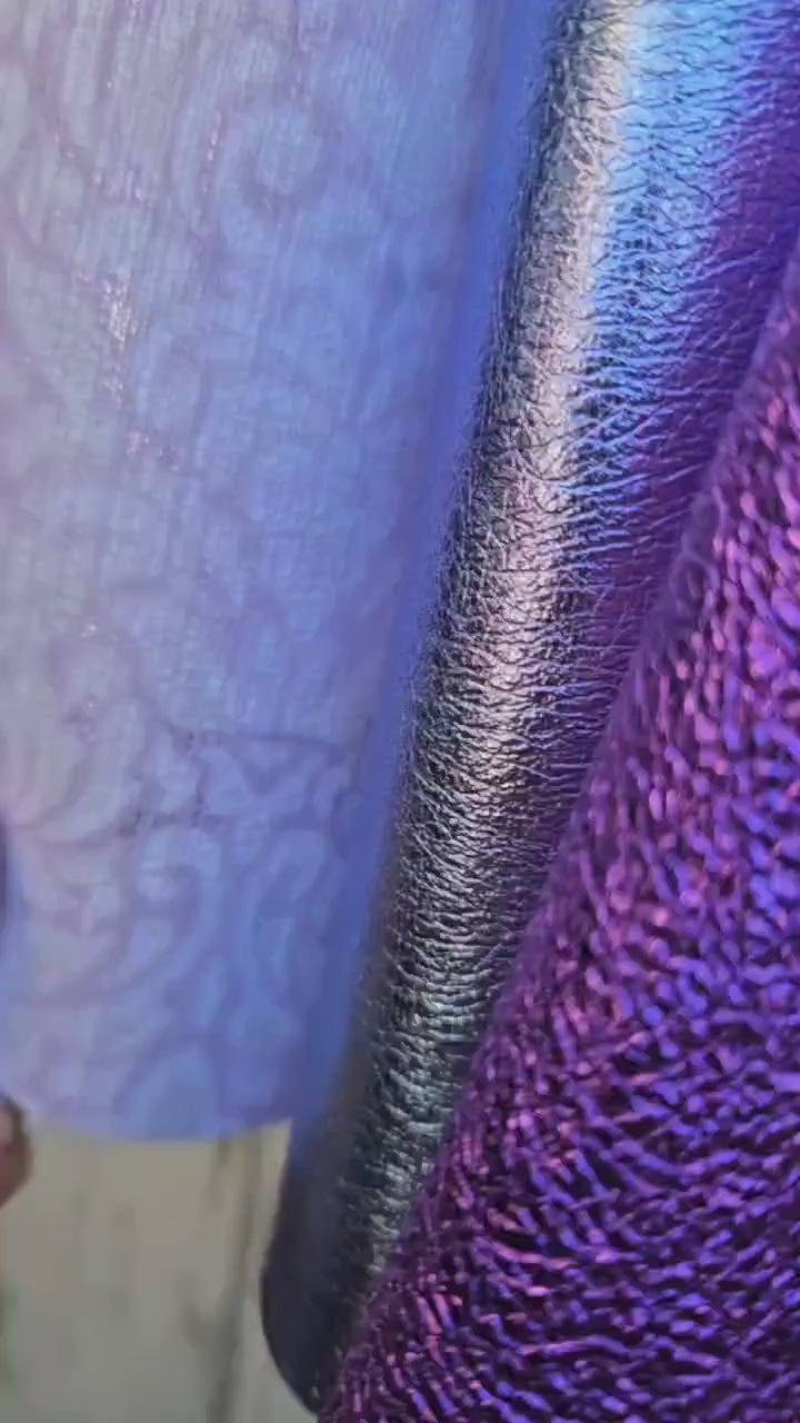 10 Shiny Leather Pieces, Metallic Purple Pink Leather Scraps, Textured Craft Leather Mix 6x5" / 15x12 cm  RT350
