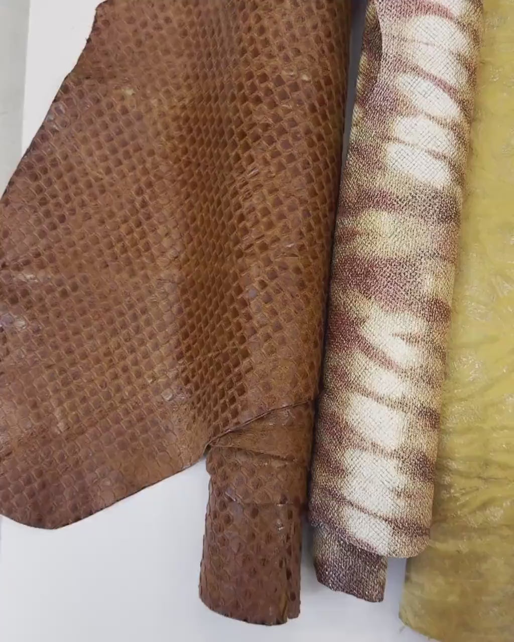 Bundle leather skins for crafting, gold bronze and brown leather hides, random mix of patterns colors, variety texture B18129-MT(ST)