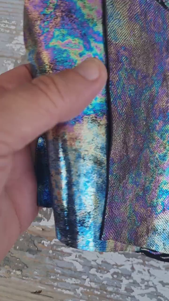 HOLOGRAPHIC SCRAPS bag, mix colourful, random selection, oleographic textured remnants      0,5 lbs   B126   La Garzarara