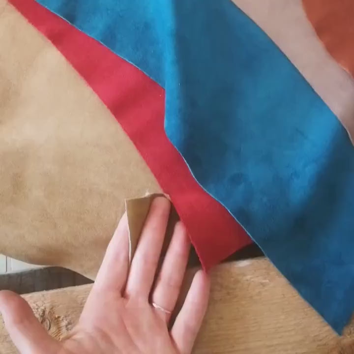 SUEDE and NUBUCK leather SCRAPS random assortment renmants,  medium size solid colors leather pieces  1 lbs - 1,7 lbs - 2 lbs - 4 lbs