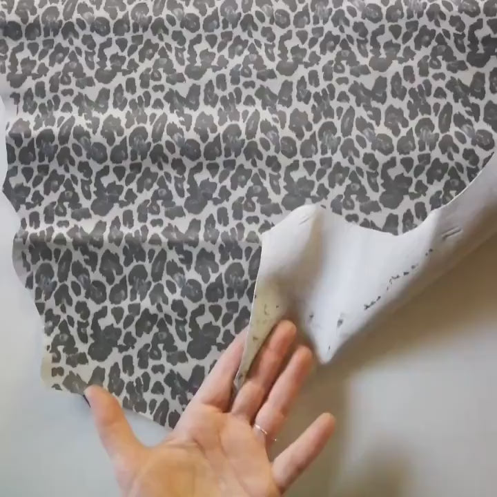 Grey SUEDE leopard printed leather skins - cheetah TEXTURED goat - soft velour hides for crafting B13811-ST La Garzarara