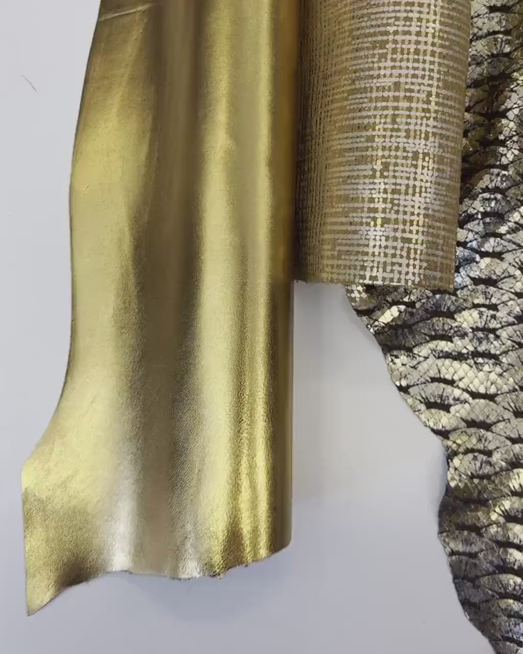 GOLD BRONZE matching leather skins, assorted metallic printed matching hides for DIY projects as per pictures  B18131-mt(st)  La Garzarara