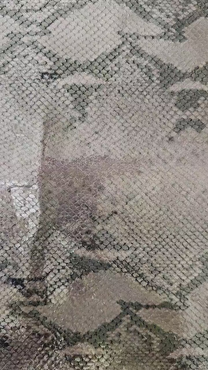Python Print Leather Hide, Glitter Laminated Snake Skin, Metallic Genuine Leather, Blush Grey Pink Purple, B16666-MT La Garzarara