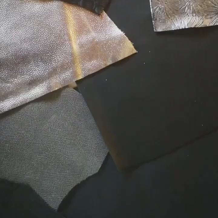 Black and Grey Leather Scraps, 5x6 Assorted Craft Pieces, Mixed Textures and Finishes, Random Selection 0,7 lbs to 2 lbs B183