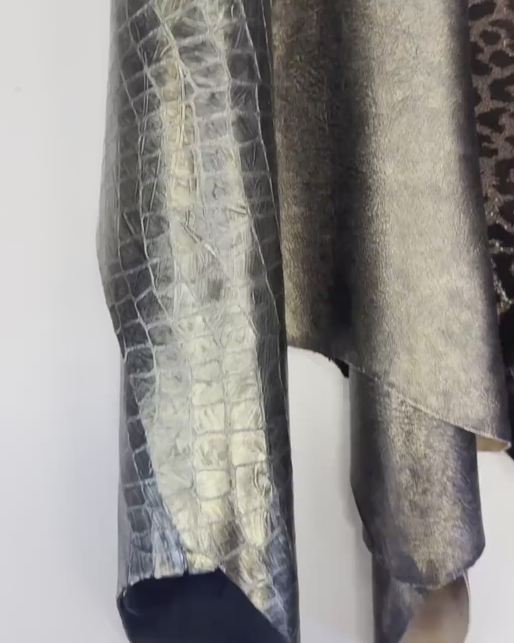 Steel, Bronze  Bordeaux Leather Assortment , Lot of printed Hides & Skins Metallic, Vintage Fashion random hides   B18133-MT(ST)