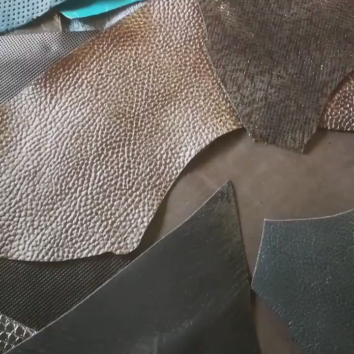 Assorted Blue and Grey Craft Leather, 5x6 Pieces, Mixed Shades Textures and Finishes 0,7 lbs to 2 lbs  B053