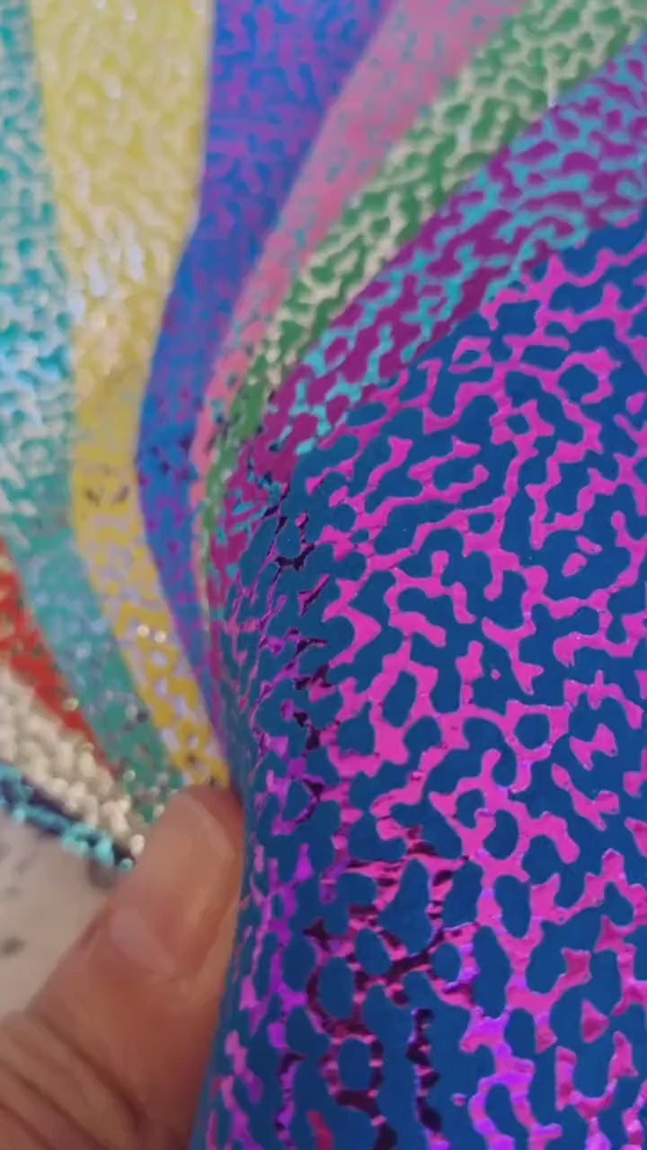 Printed Colorful Leather Scraps, Bright Metallic Foil Remnants, Suede Textured Pieces R91