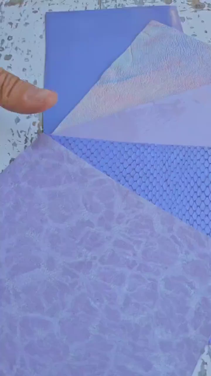 Lilac Leather Scraps, Iridescent Metallic and Snakeskin Offcuts, Lavender Mixed Finish Leather Pieces  La Garzarara RT332