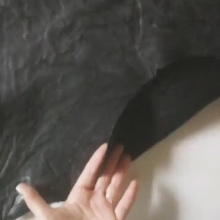 Black Washed Lambskin Leather Skin, softCrinkled lamb hide, vintege nappa leather for crafting B12695-TB La Garzarara