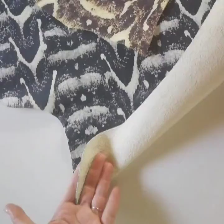 SNAKESKIN Cowhide hide – Jungle PYTHON Print Beige Grey Black Textured Reptile skin B12329-ST La Garzarara